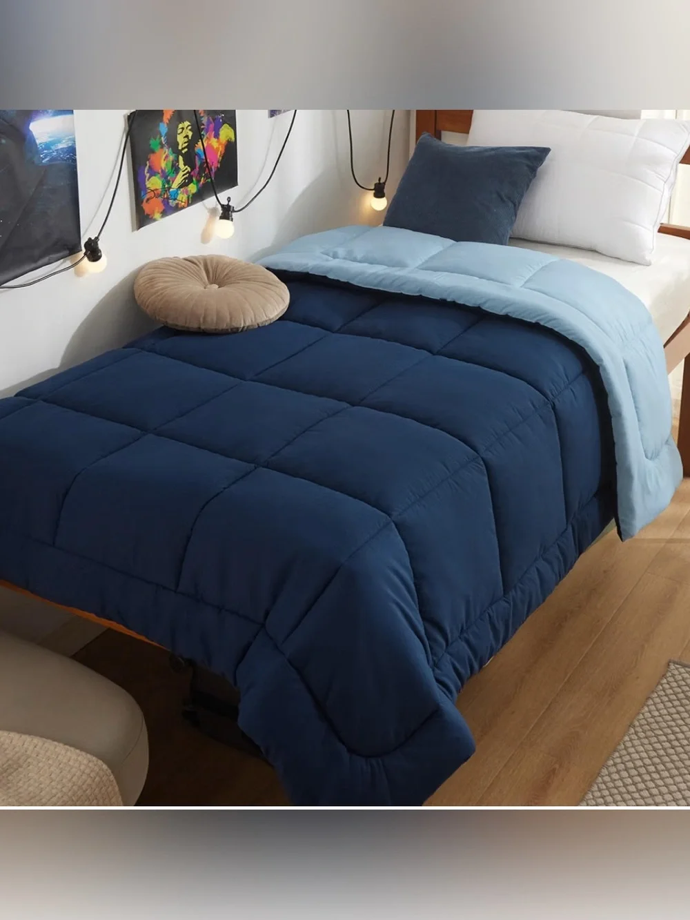 Twin XL Comforter Duvet Insert All Season Bed Comforter reversible blue